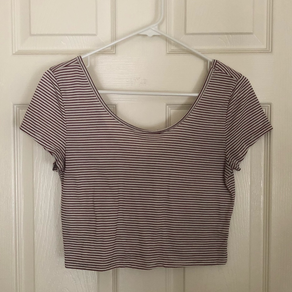 Red/White Strip Crop Top